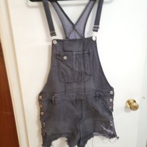 No Boundaries Gray Denim Overall Romper